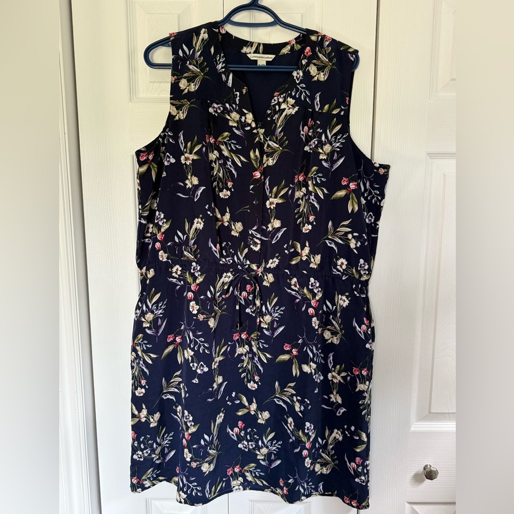Catherine Malandrino Navy blue floral Sleeveless Dress size XL